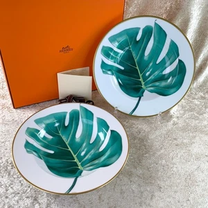 Hermes Passifolia Deep Soup Pasta Plate 23cm Porcelain Tableware Set of 2 w/Box - Picture 1 of 18