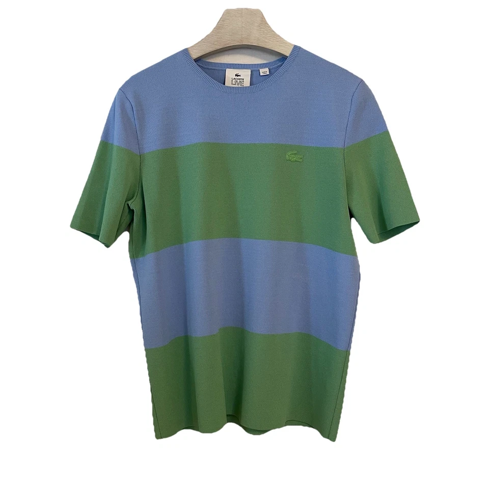 Suéter Lacoste Live para mujer tejido a rayas bloque de color talla 40 azul verde AF2925 Foto 1 de 4