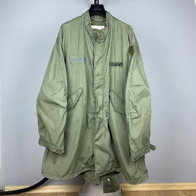 Vintage 80s US Military Cold Weather Fishtail Parka M-65 OG Jacket - Size L - Bild 1 von 4