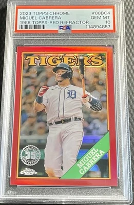 2023 Miguel Cabrera 3/5 PSA 10 Topps Chrome 1988 Red Refractor #88BC-4 Tigers - Image 1 of 3