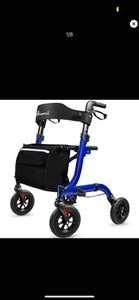 Henmnii Rollator Walker For Seniors Wide Seat Compact All-Terrain Wheels - Picture 1 of 6