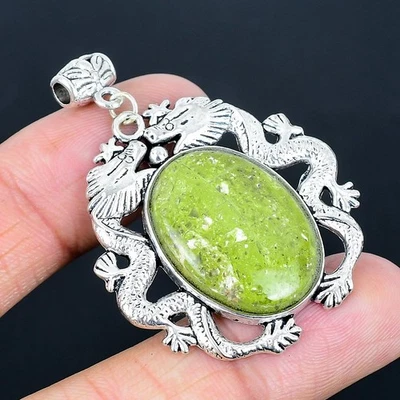 Colgante hecho a mano enchapado en plata 925 Unakite de 1,89" Foto 1 de 3