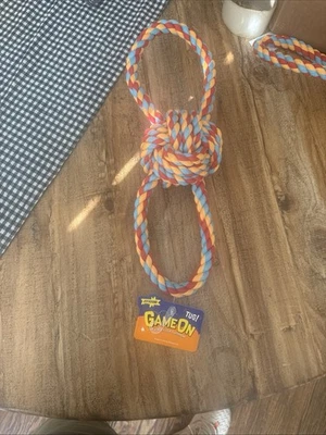 Dog Rope Toys Tough Colorful Figure 8 Knot Ball Center Dental Chew Tugger 11"  - Image 1 of 2