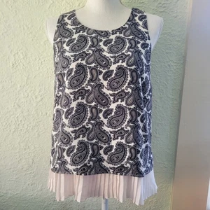 Blusa Banana Republic Paisley Floral Plisado Dobladillo Boho Ropa de Trabajo Tanque Talla S  - Imagen 1 de 11