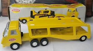 Vintage Tonka Truck Car Hauler Tractor Trailer Yellow Auto Transport Semi - Picture 1 of 21