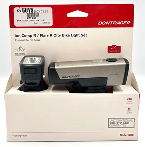 BONTRAGER Ion Comp R / Flare R City Bike Light Set | BLACK & SILVER New - Picture 1 of 4