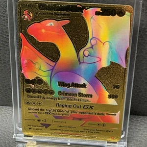RARE Pokemon Charizard GX Rainbow Gold Foil Card 150/147 HP250 Raging Out (2020) - Picture 1 of 5