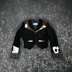 Damen (M) Vintage Horseland Leder Cowboy Jacke Wildleder Leder Ponyhaar  - Bild 1 von 17