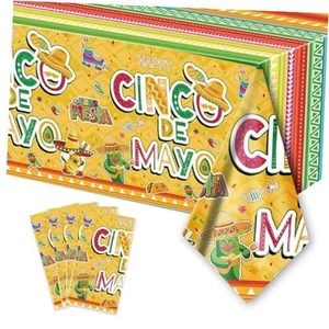 4PCS Cinco de Mayo Disposable Tablecloth Party Supplies, 108 × 54 inch, - Picture 1 of 8