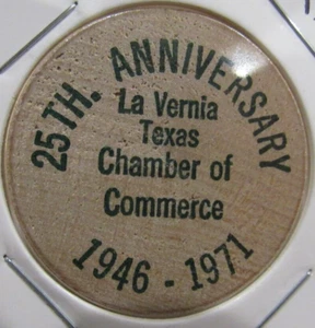 1971 La Vernia, TX 25th Anniversary Wooden Nickel - Token Texas - Picture 1 of 2