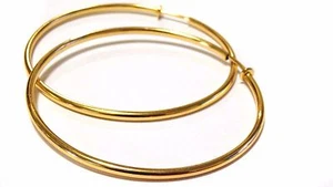 PENDIENTES CLIP 3 PULGADAS AROS CHAPADOS EN PLATA U ORO PENDIENTES HIPOALERGÉNICOS - Imagen 1 de 7