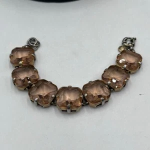 J. Crew Cushion Cut Prong Set Topaz Color Rhinestone Chunky Bracelet - Picture 1 of 8