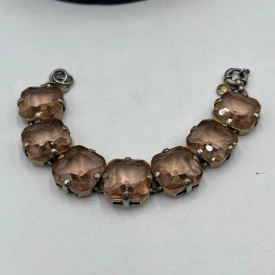 J. Conjunto de pulsera gruesa de diamantes de imitación color topacio corte cojín doble Foto 1 de 4