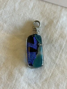 Beautiful Hand Blown Glass w/ Silver Pendant For Necklace - Charm, Dangle, Bead - Picture 1 of 6