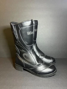 Weise Dintex Womens Black Leather Motorcycle Zip Mid Calf Boots EUR 38 / US 7.5 - Picture 1 of 11