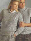Ladies Chunky Knitting Patterns Easy Knit Sweaters Crew & Polo Mens 32-46" 528
