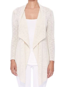YEMAK Women's Long Sleeve Sheer Slub Open Front Casual Cardigan Sweater MK8080 - Picture 1 of 45