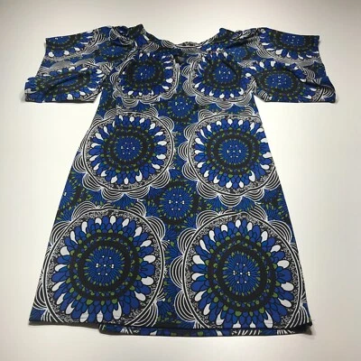 Vestido Alyn Paige Mujer Pequeño Azul Estampado Meddallón Manga Acampanada Cambio Elástico Foto 1 de 4