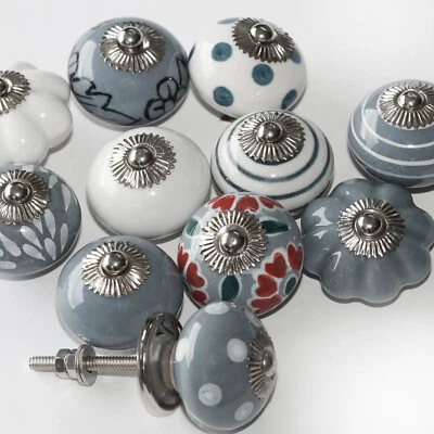 Möbelknopf Möbelgriff  Möbelknöpfe Keramik Möbelknäufe Grau Taube Weiß zw - Bild 1 von 2