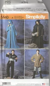 Simplicity Sewing Pattern 5840 Hooded Cape Cloak Star Wars Tunic LOTR Sz XS-XL - Picture 1 of 2