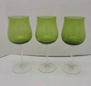 Set 3 olivgrüne Weingläser 9" hohe Kelche Avocado - Bild 1 von 8