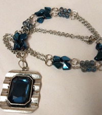 Beautifully Simple Indigo Blue & Silver Tone Necklace 18"