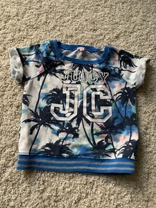Juicy Couture Kids Palm Tree Beach Short Sleeve Sweatshirt Glitter Small S 7/8 - Picture 1 of 3