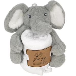 New JESSE & LULU Baby Elephant & Blanket Grey 21 cm Cuddly Lovey Soft Plush Toy - Picture 1 of 14
