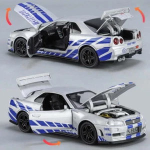 NISSAN GTR R34 SKYLINE 2002 1:32 Scale Model Car Alloy Diecast Toy Vehicle Gift - Picture 1 of 10