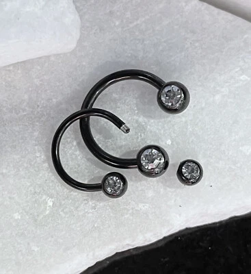 1pc Gemmed Ion Plated Circular Barbell Horseshoe Lip Nipple Septum Ring 16g 14g - Image 1 of 2