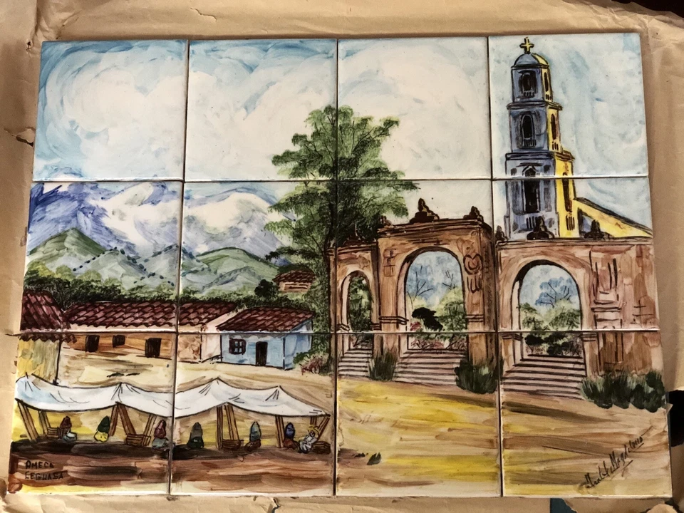 UNUSED 12 pc LAMOSA Monterrey Mexico Mural Tiles Magdelena Freize 17" x 13" - Image 1 of 4