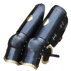 The Cursed Black Knight Functional Steel Practice Training Medieval Leg Armor - Picture 1 of 8