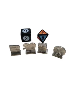 Scene It 2 2002 Replacement Parts 4 Silver METAL Tokens Movers & 2 Dice - Picture 1 of 7