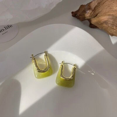 Pendientes Kylie Acrílico Grueso U Aro Pendientes Mármol Transparente Resina Pendientes Foto 1 de 4