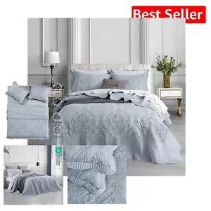 King Size Damask Paisley Bedspread Set - Elegant Oversized Lightweight Bedding - Picture 1 of 11
