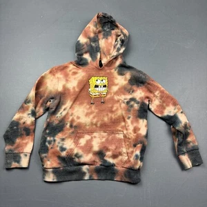 SpongeBob SquarePants Kids Hoodie Size 7 Tie Dye Graphic Pullover Fleece Brown - Picture 1 of 12