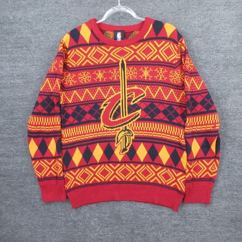 NBA Christmas Sweater Men L Cleveland Cavaliers Christmas Geometric Cotton Blend Cover
