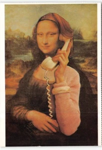 2/13 Michael Langenstein Surreal Artist~Mona Lisa 1980s Continental Postcard -D9 - Picture 1 of 2