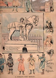 1893 Print Medley Character Cultural Sketches @ Chicago World's Fair Inter-Ocean - Picture 1 of 7