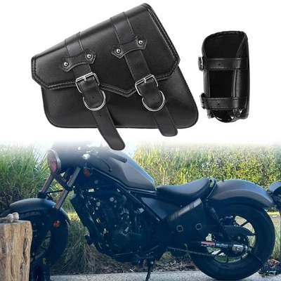 Black Left Swing Arm Swingarm Saddle Side Bag For Honda Rebel 250 300 500 1100 Foto 1 de 4