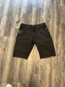 Coogi Shorts Mens Size 36 Y2k Black Baggy Colorful Embroidered Vtg HipHop Style - Picture 1 of 6