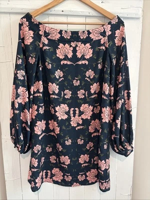 Keepsake The Label NWT Sz XS Navy W/Coral Floral Dress Boat Neck Long Sleeve - Image 1 of 4