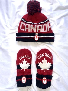 CANADA Olympic Team Youth Beanie & Gloves toque Hat Sochi Hudson's Bay Company - Picture 1 of 15