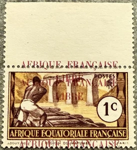 Sehr schöne und seltene Nr. 92a aus Französisch-Äquatorialafrika (A.E.F), "1c braun-lila - Bild 1 von 2