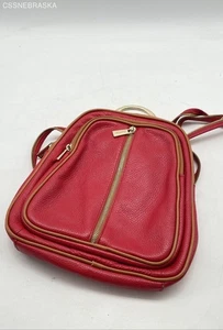 Valentina Pebble double entry Dome backpack with gold handle genuine leather - Picture 1 of 10