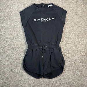 Givenchy Girls Playsuit Romper 12 Black Logo Spell Out T-Shirt Comfy Luxury - Picture 1 of 13