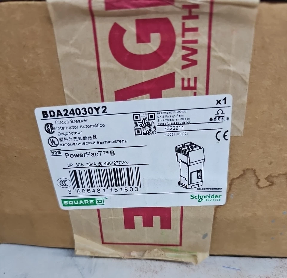 Square D I Line Circuit Breaker BDA24030Y2 2 Pole 30 Amp 480y/277 Volt NEW