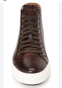 Magnanni $450 ‘Brando' High Top Sneakers Leather Lace Up Coffee Brown Size 14 - Picture 1 of 16