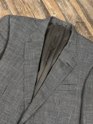 Chaqueta Abrigo Deportivo Corneliani Para Hombre 46R Tostado Negro Pata de Gallo Hecha en Italia 2 Botones Foto 1 de 4