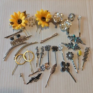 Bobby Pins Hair Accessories Lot Vintage Modern Floral Butterfly Rhinestone - Picture 1 of 10
